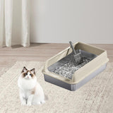 Maxbell Cat Litter Easy to Clean Anti for Small and Large Cats Cat Toilet Khaki and M