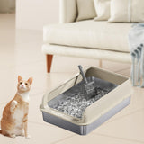 Maxbell Cat Litter Easy to Clean Anti for Small and Large Cats Cat Toilet Khaki and M