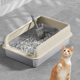 Maxbell Cat Litter Easy to Clean Anti for Small and Large Cats Cat Toilet Khaki and M