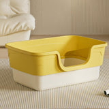 Maxbell Cat Litter Box Sandbox Cat Bedpan Easy to Clean Portable Cat Litter Tray Yellow L