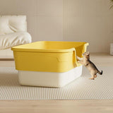 Maxbell Cat Litter Box Sandbox Cat Bedpan Easy to Clean Portable Cat Litter Tray Yellow L