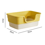 Maxbell Cat Litter Box Sandbox Cat Bedpan Easy to Clean Portable Cat Litter Tray Yellow L