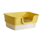 Maxbell Cat Litter Box Sandbox Cat Bedpan Easy to Clean Portable Cat Litter Tray Yellow L