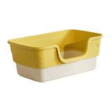 Maxbell Cat Litter Box Sandbox Cat Bedpan Easy to Clean Portable Cat Litter Tray Yellow L