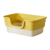 Maxbell Cat Litter Box Sandbox Cat Bedpan Easy to Clean Portable Cat Litter Tray Yellow L