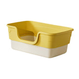 Maxbell Cat Litter Box Sandbox Cat Bedpan Easy to Clean Portable Cat Litter Tray Yellow L