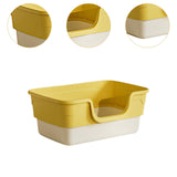 Maxbell Cat Litter Box Sandbox Cat Bedpan Easy to Clean Portable Cat Litter Tray Yellow L