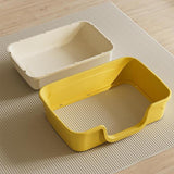 Maxbell Cat Litter Box Sandbox Cat Bedpan Easy to Clean Portable Cat Litter Tray Yellow L