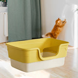 Maxbell Cat Litter Box Sandbox Cat Bedpan Easy to Clean Portable Cat Litter Tray Yellow L