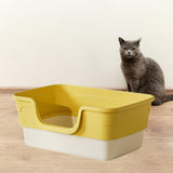 Maxbell Cat Litter Box Sandbox Cat Bedpan Easy to Clean Portable Cat Litter Tray Yellow L