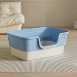 Maxbell Cat Litter Box Sandbox Cat Bedpan Easy to Clean Portable Cat Litter Tray Blue Large