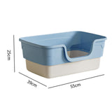 Maxbell Cat Litter Box Sandbox Cat Bedpan Easy to Clean Portable Cat Litter Tray Blue Large