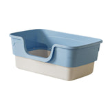 Maxbell Cat Litter Box Sandbox Cat Bedpan Easy to Clean Portable Cat Litter Tray Blue Large