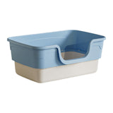 Maxbell Cat Litter Box Sandbox Cat Bedpan Easy to Clean Portable Cat Litter Tray Blue Large