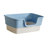 Maxbell Cat Litter Box Sandbox Cat Bedpan Easy to Clean Portable Cat Litter Tray Blue Large