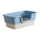 Maxbell Cat Litter Box Sandbox Cat Bedpan Easy to Clean Portable Cat Litter Tray Blue Large