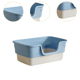 Maxbell Cat Litter Box Sandbox Cat Bedpan Easy to Clean Portable Cat Litter Tray Blue Large