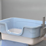 Maxbell Cat Litter Box Sandbox Cat Bedpan Easy to Clean Portable Cat Litter Tray Blue Large