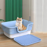 Maxbell Cat Litter Box Sandbox Cat Bedpan Easy to Clean Portable Cat Litter Tray Blue Large