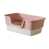 Maxbell Cat Litter Box Sandbox Cat Bedpan Easy to Clean Portable Cat Litter Tray Pink L