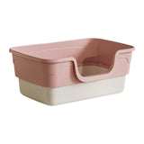 Maxbell Cat Litter Box Sandbox Cat Bedpan Easy to Clean Portable Cat Litter Tray Pink L