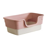 Maxbell Cat Litter Box Sandbox Cat Bedpan Easy to Clean Portable Cat Litter Tray Pink L