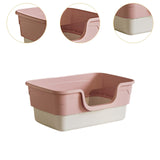 Maxbell Cat Litter Box Sandbox Cat Bedpan Easy to Clean Portable Cat Litter Tray Pink L