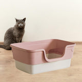 Maxbell Cat Litter Box Sandbox Cat Bedpan Easy to Clean Portable Cat Litter Tray Pink L