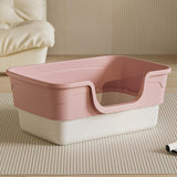 Maxbell Cat Litter Box Sandbox Cat Bedpan Easy to Clean Portable Cat Litter Tray Pink L