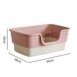 Maxbell Cat Litter Box Sandbox Cat Bedpan Easy to Clean Portable Cat Litter Tray Pink L