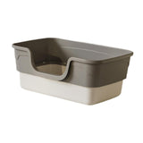 Maxbell Cat Litter Box Sandbox Cat Bedpan Easy to Clean Portable Cat Litter Tray Gray L