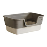 Maxbell Cat Litter Box Sandbox Cat Bedpan Easy to Clean Portable Cat Litter Tray Gray L