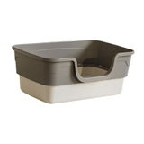 Maxbell Cat Litter Box Sandbox Cat Bedpan Easy to Clean Portable Cat Litter Tray Gray L