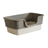 Maxbell Cat Litter Box Sandbox Cat Bedpan Easy to Clean Portable Cat Litter Tray Gray L