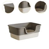 Maxbell Cat Litter Box Sandbox Cat Bedpan Easy to Clean Portable Cat Litter Tray Gray L