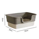 Maxbell Cat Litter Box Sandbox Cat Bedpan Easy to Clean Portable Cat Litter Tray Gray L