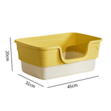 Maxbell Cat Litter Box Sandbox Cat Bedpan Easy to Clean Portable Cat Litter Tray Yellow M