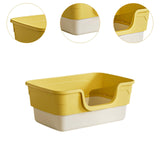 Maxbell Cat Litter Box Sandbox Cat Bedpan Easy to Clean Portable Cat Litter Tray Yellow M