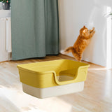 Maxbell Cat Litter Box Sandbox Cat Bedpan Easy to Clean Portable Cat Litter Tray Yellow M