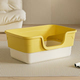 Maxbell Cat Litter Box Sandbox Cat Bedpan Easy to Clean Portable Cat Litter Tray Yellow M