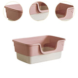 Maxbell Cat Litter Box Sandbox Cat Bedpan Easy to Clean Portable Cat Litter Tray Pink M