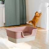 Maxbell Cat Litter Box Sandbox Cat Bedpan Easy to Clean Portable Cat Litter Tray Pink M