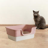 Maxbell Cat Litter Box Sandbox Cat Bedpan Easy to Clean Portable Cat Litter Tray Pink M