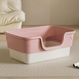 Maxbell Cat Litter Box Sandbox Cat Bedpan Easy to Clean Portable Cat Litter Tray Pink M