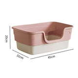 Maxbell Cat Litter Box Sandbox Cat Bedpan Easy to Clean Portable Cat Litter Tray Pink M