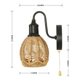 Maxbell Wall Lamp E26 Bathroom with Switch Home Rope Woven Wall Sconce Light Fixture