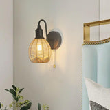 Maxbell Wall Lamp E26 Bathroom with Switch Home Rope Woven Wall Sconce Light Fixture