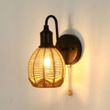 Maxbell Wall Lamp E26 Bathroom with Switch Home Rope Woven Wall Sconce Light Fixture