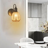 Maxbell Wall Lamp E26 Bathroom with Switch Home Rope Woven Wall Sconce Light Fixture