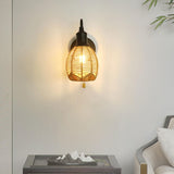 Maxbell Wall Lamp E26 Bathroom with Switch Home Rope Woven Wall Sconce Light Fixture